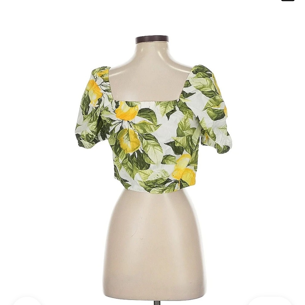 H&M Yellow and Green Floral Crop Top